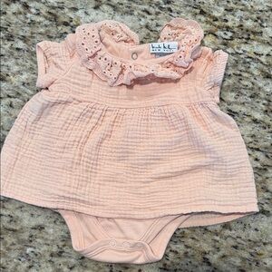 Nicole Miller Light Peach Baby Romper with Lace Detail